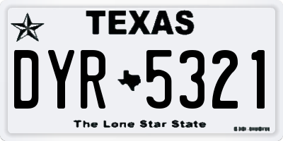 TX license plate DYR5321
