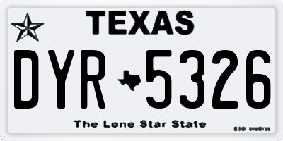 TX license plate DYR5326