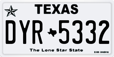 TX license plate DYR5332