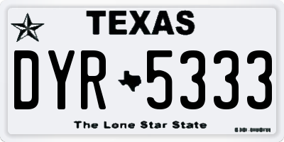 TX license plate DYR5333