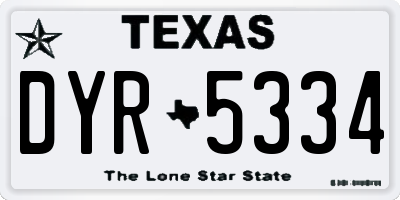 TX license plate DYR5334