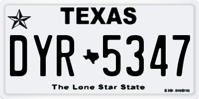 TX license plate DYR5347