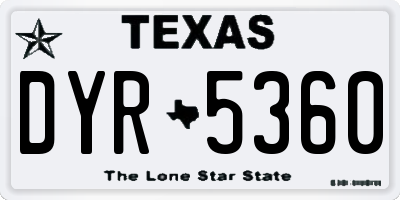 TX license plate DYR5360
