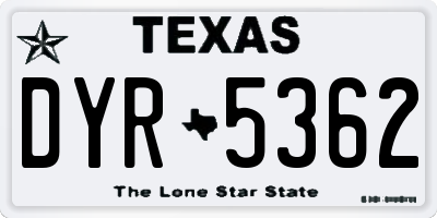 TX license plate DYR5362