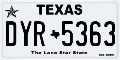 TX license plate DYR5363