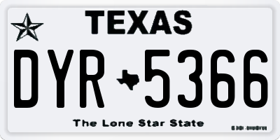 TX license plate DYR5366