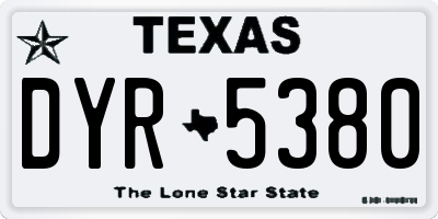 TX license plate DYR5380