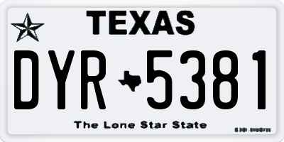 TX license plate DYR5381