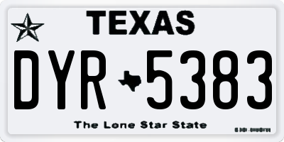 TX license plate DYR5383