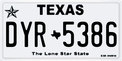 TX license plate DYR5386