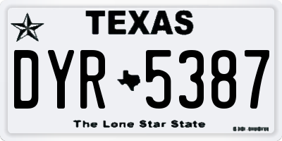 TX license plate DYR5387