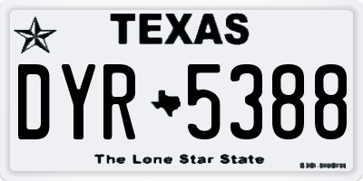 TX license plate DYR5388
