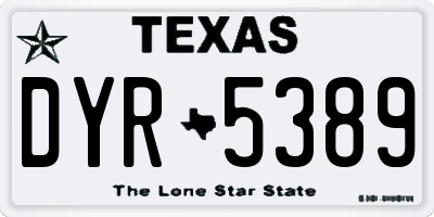 TX license plate DYR5389