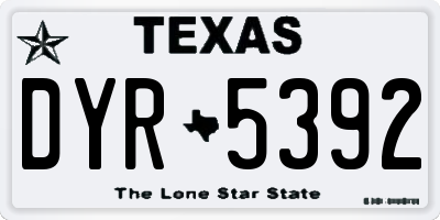 TX license plate DYR5392