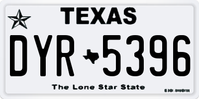 TX license plate DYR5396