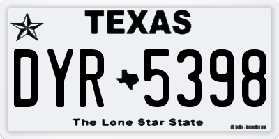 TX license plate DYR5398