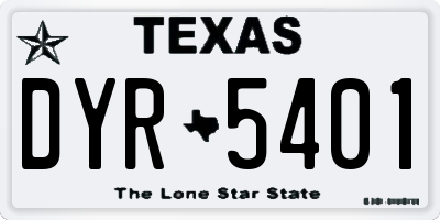 TX license plate DYR5401