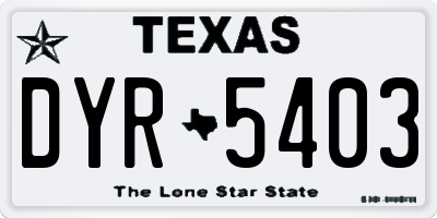 TX license plate DYR5403