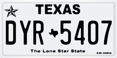 TX license plate DYR5407