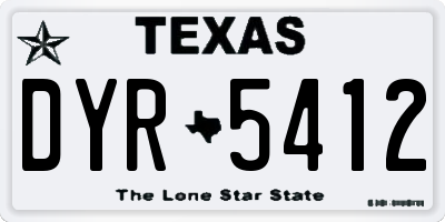 TX license plate DYR5412