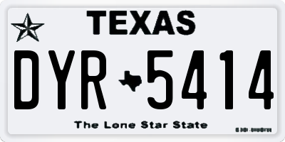TX license plate DYR5414