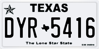TX license plate DYR5416
