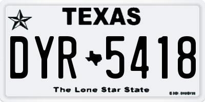 TX license plate DYR5418