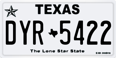TX license plate DYR5422