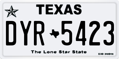 TX license plate DYR5423