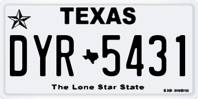 TX license plate DYR5431