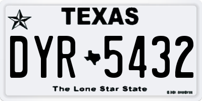 TX license plate DYR5432