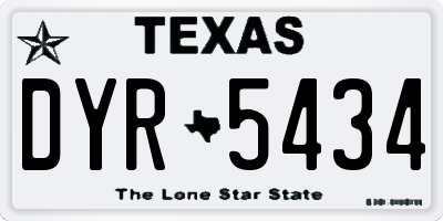 TX license plate DYR5434