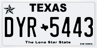 TX license plate DYR5443