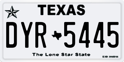 TX license plate DYR5445