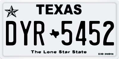 TX license plate DYR5452