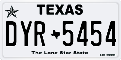 TX license plate DYR5454