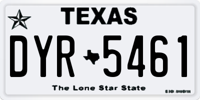 TX license plate DYR5461