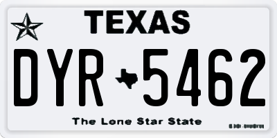 TX license plate DYR5462