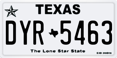 TX license plate DYR5463