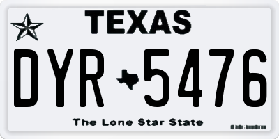 TX license plate DYR5476