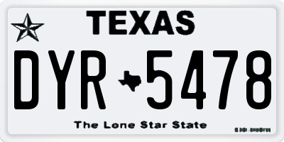 TX license plate DYR5478