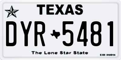 TX license plate DYR5481