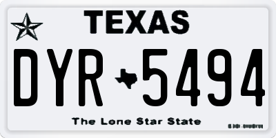 TX license plate DYR5494