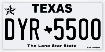 TX license plate DYR5500