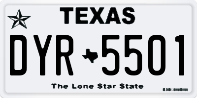 TX license plate DYR5501