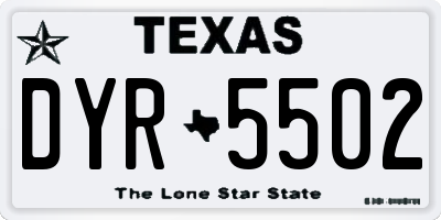 TX license plate DYR5502