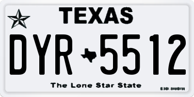 TX license plate DYR5512