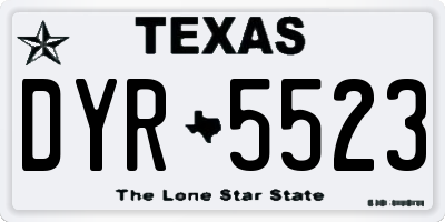 TX license plate DYR5523