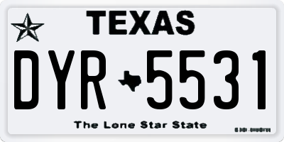 TX license plate DYR5531