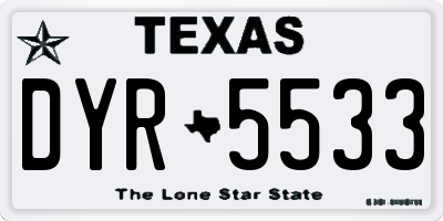 TX license plate DYR5533